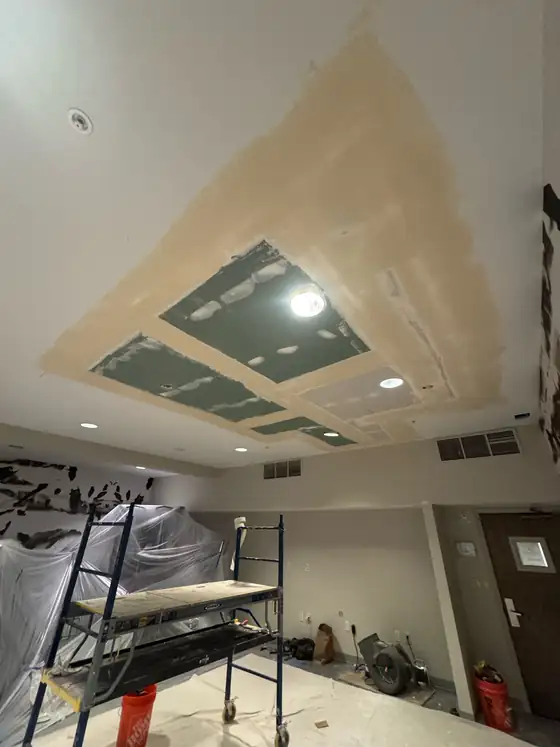 The ceiling part way through finishing